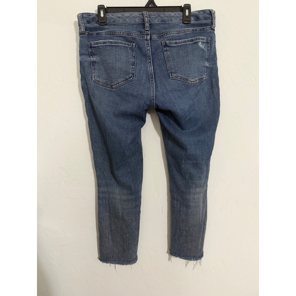 Kut from the Kloth Straight Leg Jeans Medium Wash Raw Hem Size 6 Cropped Denim - Picture 3 of 7
